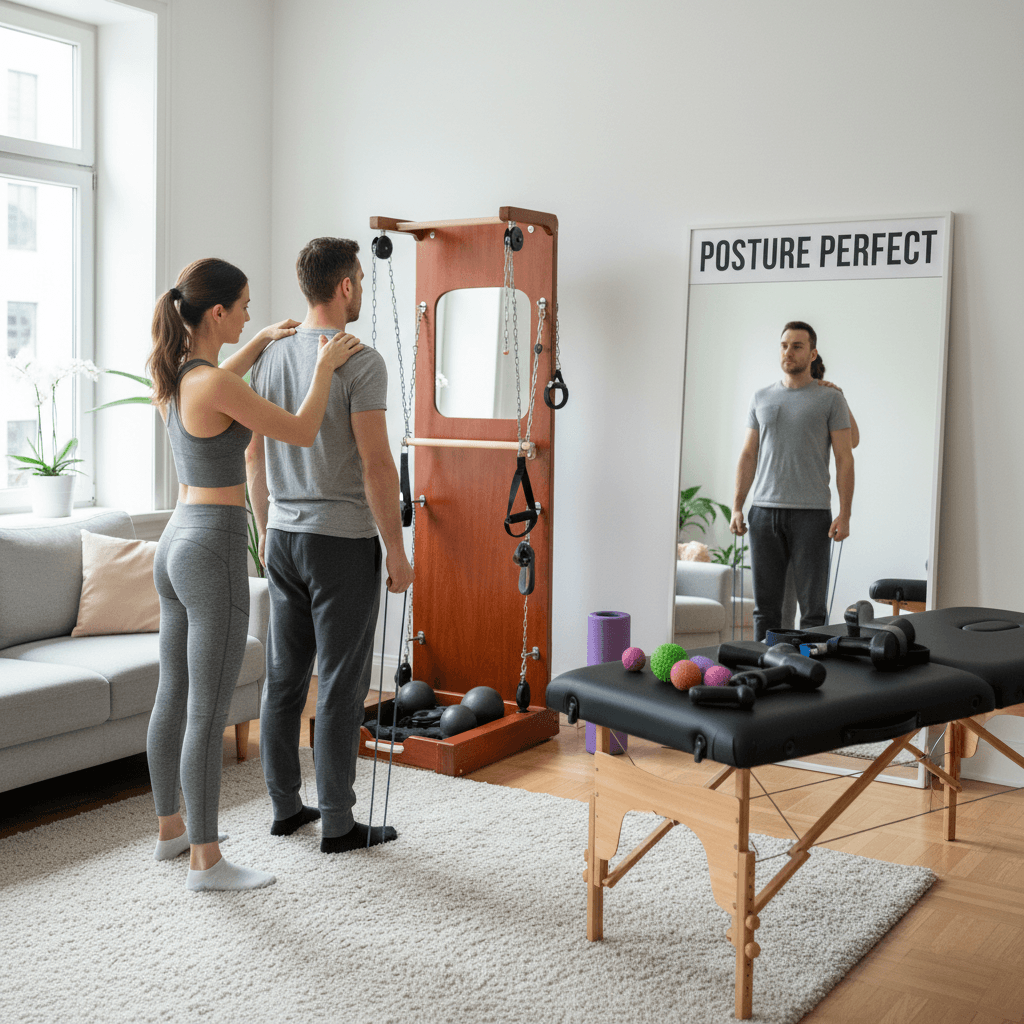 mobile physiotherapy session in living room